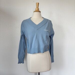 Calvin Klein Blue Cropped V-Neck Sweater